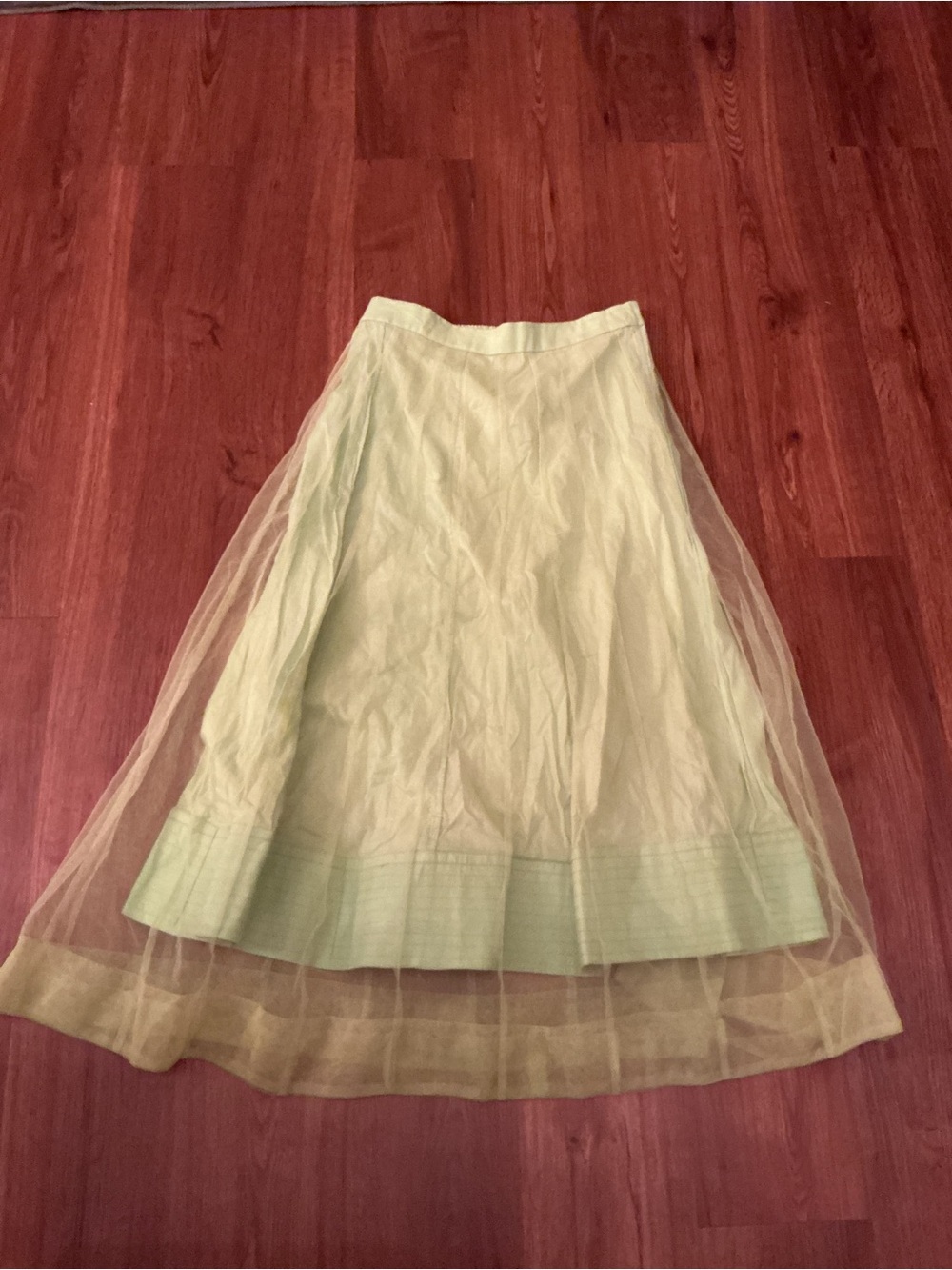 Vintage Light Green A-Line Tulle Overlay Skirt - Picture 2 of 3